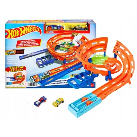 HOT WHEELS ACTION ZAKRĘCONA PĘTLA TOR WYŚCIGOWY + 2 AUTKA MATTEL 4+