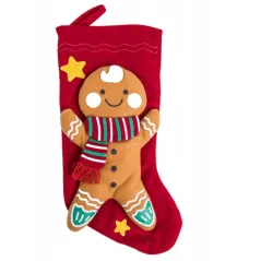 SKARPETA ŚWIĄTECZNA GEILL CZERWONA Z PIERNIKOWYM LUDZIKIEM 46 CM HOMLA