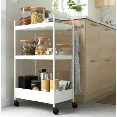 WÓZEK KUCHENNY IKEA NISSAFORS BIAŁY NA KÓŁKACH 50,5X30X83 CM