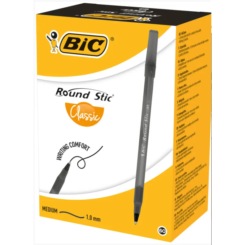 DŁUGOPIS CZARNY BIC ROUND STIC 60 SZT.