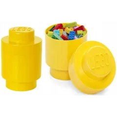OKRĄGŁY POJEMNIK NA KLOCKI ŻÓŁTY LEGO