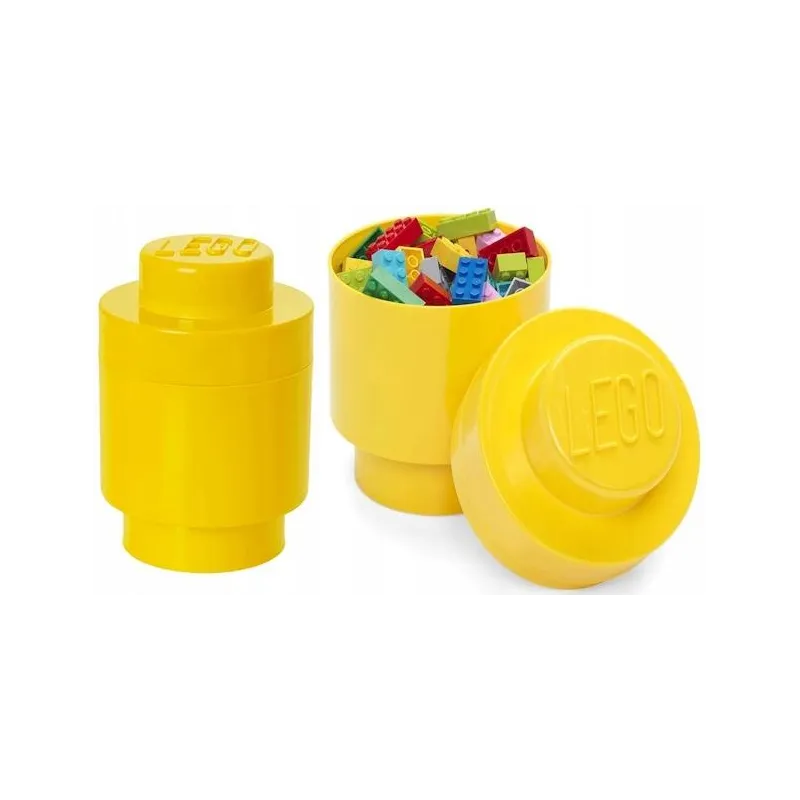 OKRĄGŁY POJEMNIK NA KLOCKI ŻÓŁTY LEGO