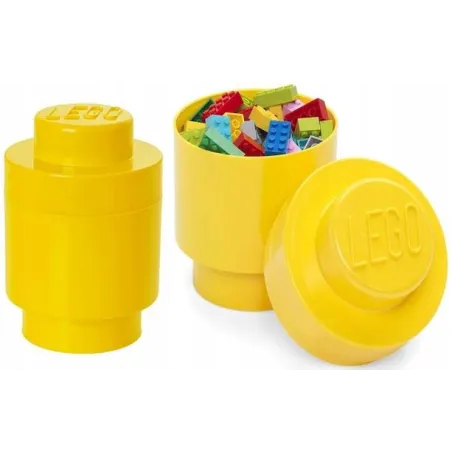 OKRĄGŁY POJEMNIK NA KLOCKI ŻÓŁTY LEGO