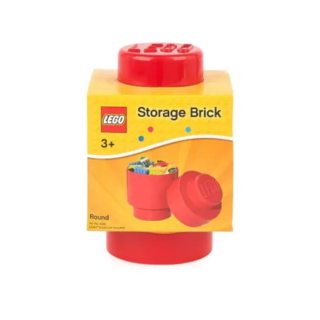 OKRĄGŁY POJEMNIK NA KLOCKI LEGO BRICK 1 CZERWONY