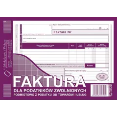 FAKTURA DLA ZWOLNIONYCH PODMIOTOWO Z PODATKU A5