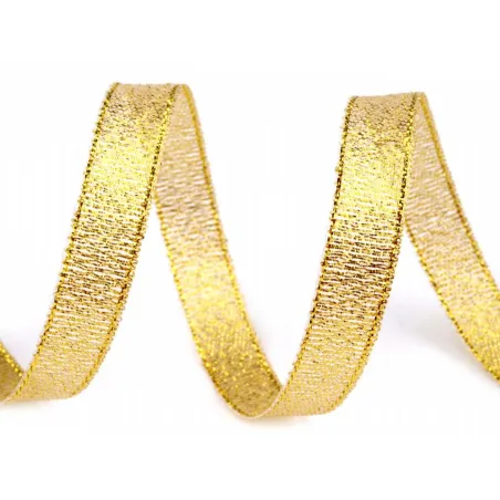 CIENKA WSTĄŻKA BROKATOWA ZŁOTA DO DEKORACJI