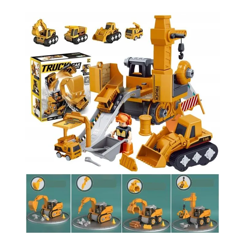 ZESTAW KONSTRUKCYJNY KOPARKA 5W1 PLAC BUDOWY DLA DZIECI 3+