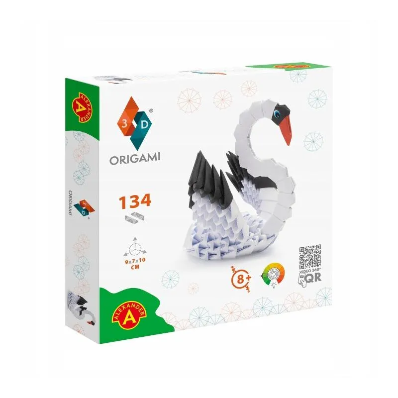 ZESTAW DO SKŁADANIA ORIGAMI 3D ŁABĘDŹ 134 ELEMENTY ALEXANDER 8+