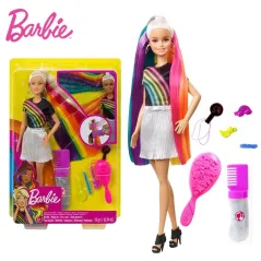 LALKA BARBIE BŁYSZCZĄCE TĘCZOWE WŁOSY Z AKCESORIAMI 5+ - Mattel