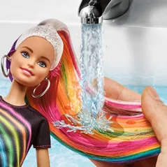 Lalka Barbie Błyszczące Tęczowe Włosy Z Akcesoriami 5+