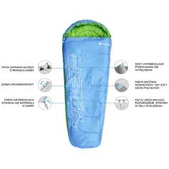 ŚPIWÓR DZIECIĘCY METEOR YMER CZERWONO POMARAŃCZOWY LEKKI TURYSTYCZNY METEOR YMER