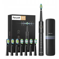 SZCZOTECZKA SONICZNA FAIRYWILL FW-E11 CZARNA Z 8 KOŃCÓWKAMI I ETUI