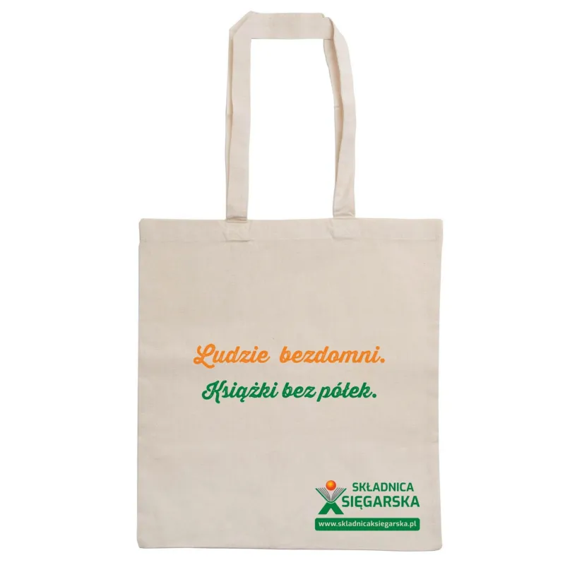 TORBA BAWEŁNIANA NA KSIĄŻKI „LUDZIE BEZDOMNI. KSIĄŻKI BEZ PÓŁEK” LITERACKA IRONIA