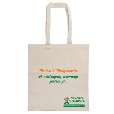 TORBA BAWEŁNIANA NA KSIĄŻKI „MISTRZ I MAŁGORZATA. A MISTRZYNIĄ PROMOCJI JESTEM JA” KSIĄŻKOWA KRÓLOWA OKAZJI