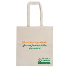 TORBA BAWEŁNIANA NA KSIĄŻKI „TORBA BEZ WYMÓWEK. JESZCZE JEDNA KSIĄŻKA SIĘ ZMIEŚCI” WSPIERA DECYZJE