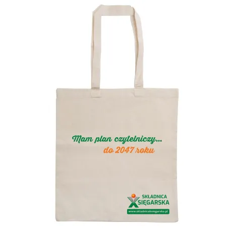 TORBA BAWEŁNIANA NA KSIĄŻKI „MAM PLAN CZYTELNICZY… DO 2047 ROKU” – I JUŻ JEST OPÓŹNIENIE