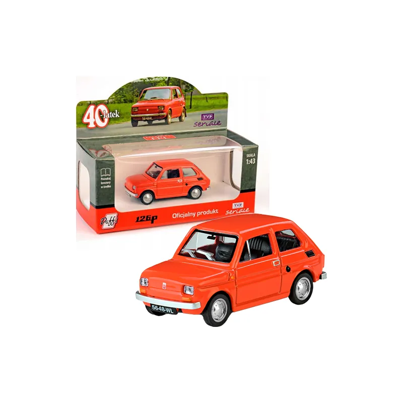 MODEL FIAT 126P CZERWONY CZTERDZIESTOLATEK 1:43 METAL