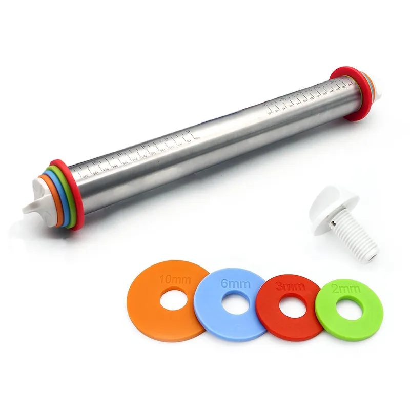 REGULOWANY WAŁEK DO CIASTA STALOWY 43 CM Z PIERŚCIENIAMI 4 GRUBOŚCI REGULOWANY WAŁEK DO CIASTA STALOWY 43 CM Z PIERŚCIENIAMI 4 GRUBOŚCI