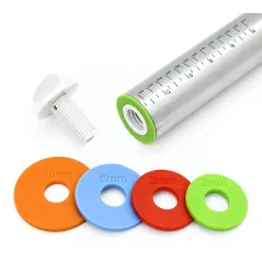 REGULOWANY WAŁEK DO CIASTA STALOWY 43 CM Z PIERŚCIENIAMI 4 GRUBOŚCI