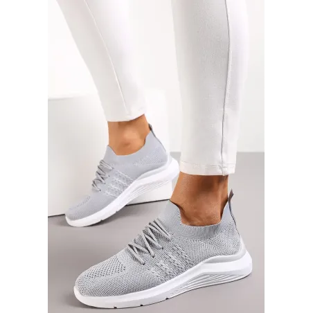 Jasnoszare Buty Sportowe Na Płaskiej Podeszwie Z Siateczkową Cholewką Rozmiar 39