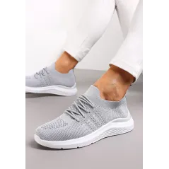 Jasnoszare Buty Sportowe Na Płaskiej Podeszwie Z Siateczkową Cholewką Rozmiar 39