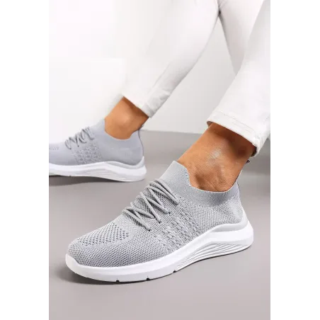 Jasnoszare Buty Sportowe Na Płaskiej Podeszwie Z Siateczkową Cholewką Rozmiar 39