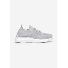 JASNOSZARE BUTY SPORTOWE NA PŁASKIEJ PODESZWIE Z SIATECZKOWĄ CHOLEWKĄ ROZMIAR 39