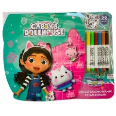KOCI DOMEK GABI. ZESTAW KOLOROWANEK Z FLAMASTRAMI 3+
