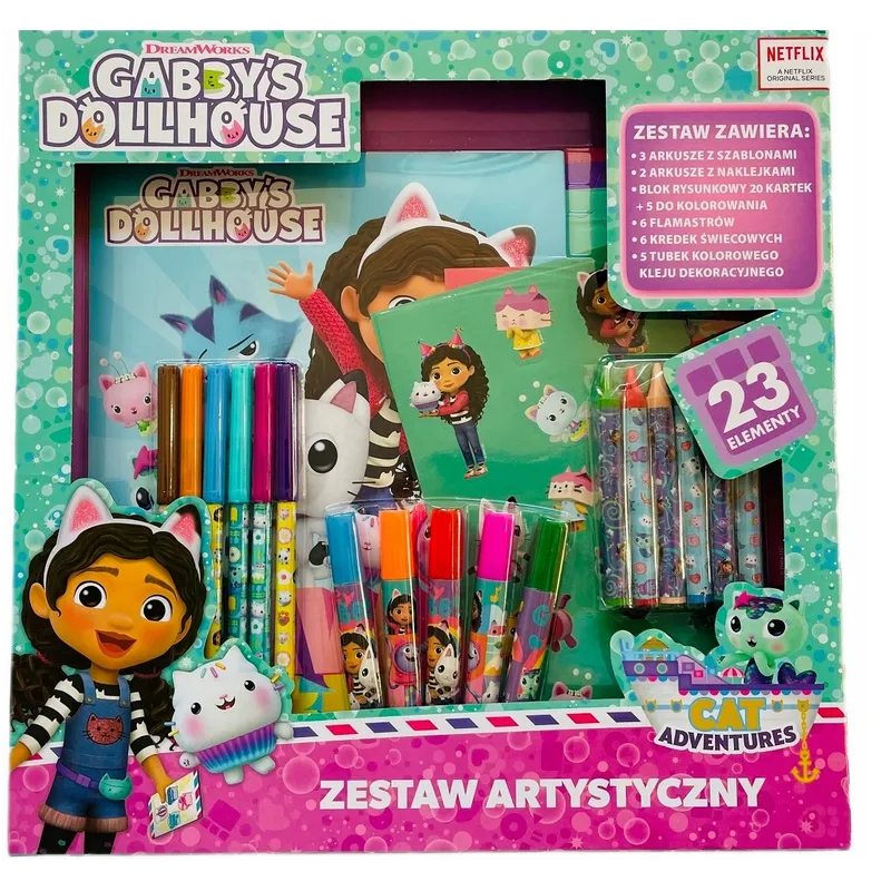 KOCI DOMEK GABI. ZESTAW ARTYSTYCZNY 23 ELEMENTY