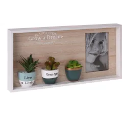 RAMKA NA ZDJĘCIE DREWNIANA Z KWIATAMI - Excellent Houseware
