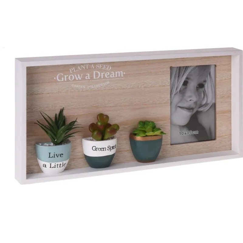 RAMKA NA ZDJĘCIE DREWNIANA Z KWIATAMI - Excellent Houseware