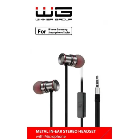 SŁUCHAWKI DOUSZNE Z MIKROFONEM HF STEREO 3,5 JACK BLACK - Winner Group
