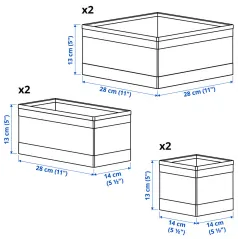 POJEMNIKI ORGANIZERY IKEA SKUBB 6 SZT DO SZUFLADY I SZAFY CIEMNOSZARE