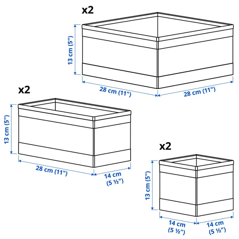 POJEMNIKI ORGANIZERY IKEA SKUBB 6 SZT DO SZUFLADY I SZAFY CIEMNOSZARE