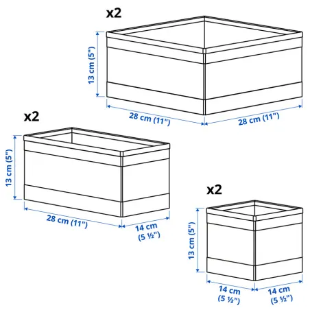 POJEMNIKI ORGANIZERY IKEA SKUBB 6 SZT DO SZUFLADY I SZAFY CIEMNOSZARE