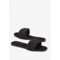 Czarne Klapki Z Plecionym Paskiem I Kwadratowym Noskiem Rozmiar 39
