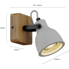 Reflektor Lampa Spot Lindy Mitis Industrialna Beton Drewno Gu10 Do Salonu