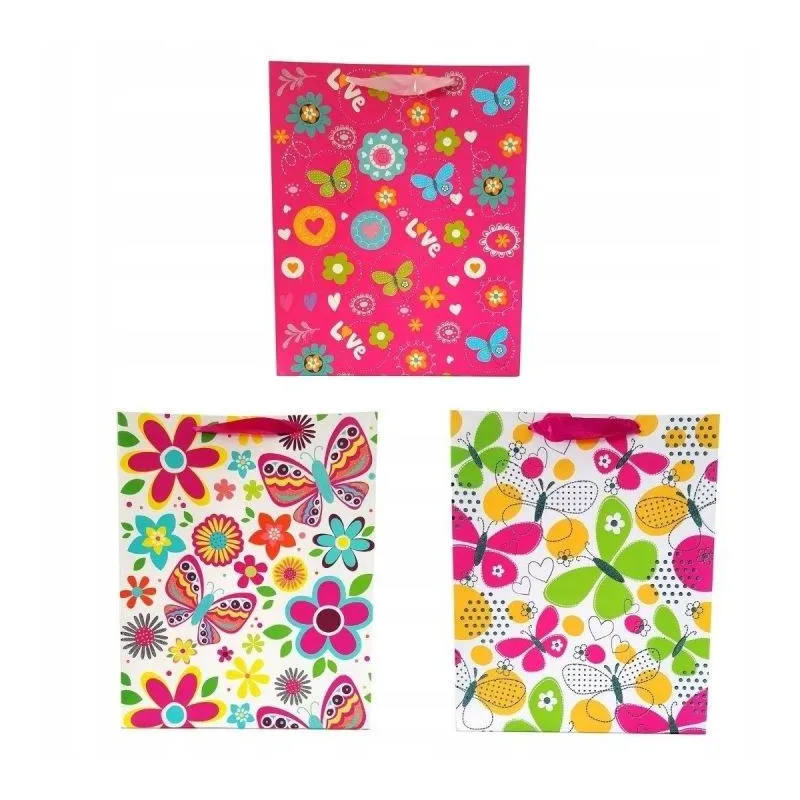 TOREBKA PREZENTOWA L KWIATY I MOTYLE CARUNO