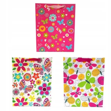 Torebka Prezentowa L Kwiaty I Motyle Caruno