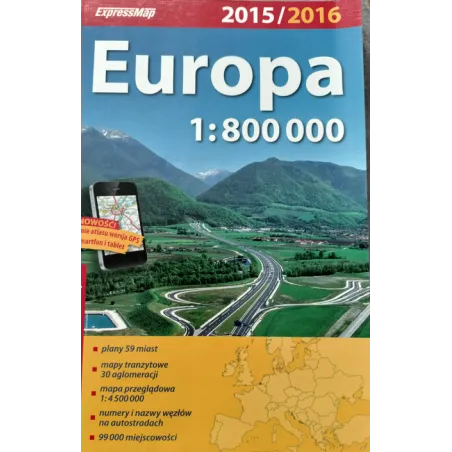 Europa 2015/2016 Atlas Samochodowy + Pierwsza Pomoc Skala 1:800 000