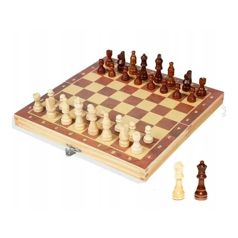 ZESTAW GIER 3W1 SZACHY WARCABY TRYKTRAK DREWNO 8+