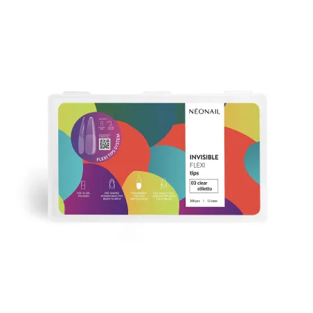 INVISIBLE FLEXI TIPS CLEAR STILETTO 300 SZT TIPSY ELASTYCZNE DO PRZEDŁUŻANIA PAZNOKCI
