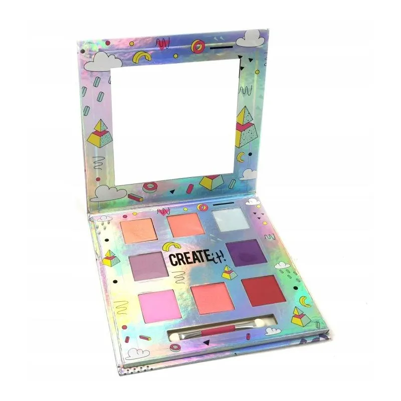 PALETA DO MAKIJAŻU DLA DZIECI Z LUSTERKIEM I HOLOGRAFICZNYM OPAKOWANIEM 6+