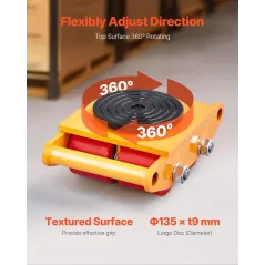 ROLKI TRANSPORTOWE PANCERNE VEVOR 6T PODWOZIE ZE STALI Z TALERZEM OBROTOWYM 360