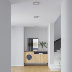 LAMPA SUFITOWA LED 18W PRIOS AUREKA 23 CM SREBRNA NATYNKOWA I WPUSZCZANA