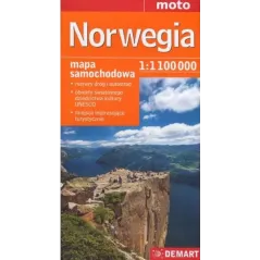 NORWEGIA MAPA SAMOCHODOWA 1:1 100 000 MOTO - Demart