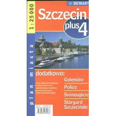 SZCZECIN, GOLENIÓW, POLICE, ŚWINOUJŚCIE, STARGARD SZCZECIŃSKI PLAN MIASTA 1 : 25 000 - Demart