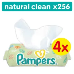 CHUSTECZKI NAWILŻANE PAMPERS NATURAL CLEAN 256 SZT BEZZAPACHOWE