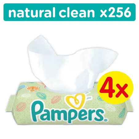 CHUSTECZKI NAWILŻANE PAMPERS NATURAL CLEAN 256 SZT BEZZAPACHOWE