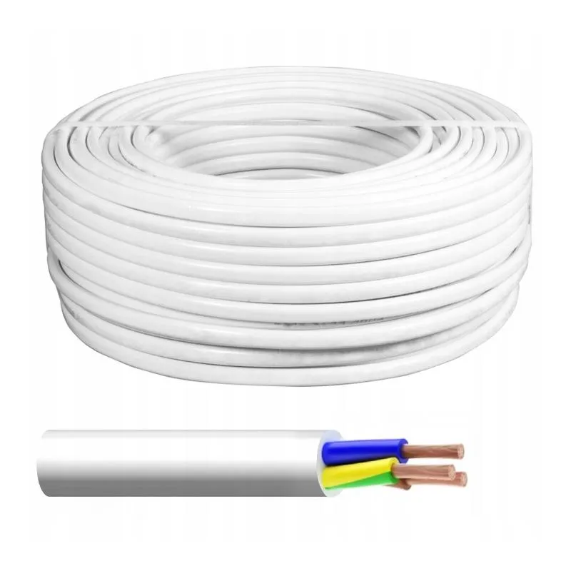 PRZEWÓD MIESZKANIOWY H03VV-F OMY 3X0,5 BIAŁY GIĘTKI 100 M